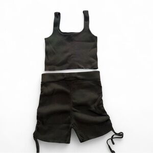 Army Green Ribbed Tank and Shorts Set